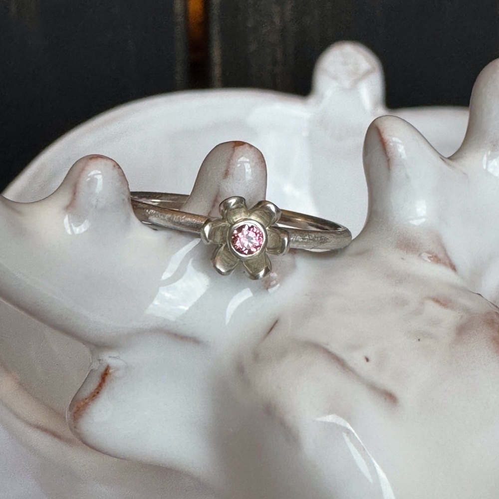 Pink Tourmaline Magnolia Ring SS